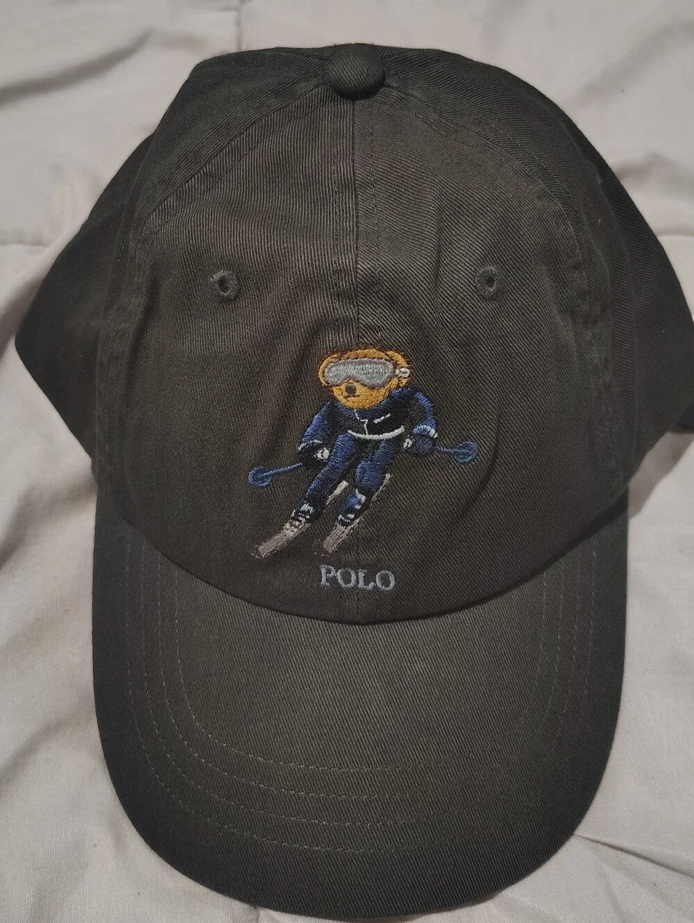 NWT Polo Ralph Lauren Ski Bear Baseball Cap Black Adjustable Polo Bear Hat OSFA